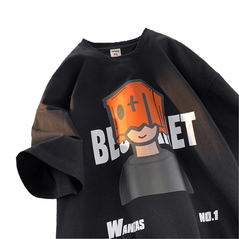 400g Cotton heavy short sleeve T-shirt men's summer trend loose men's clothes American large size men's T-shirt
