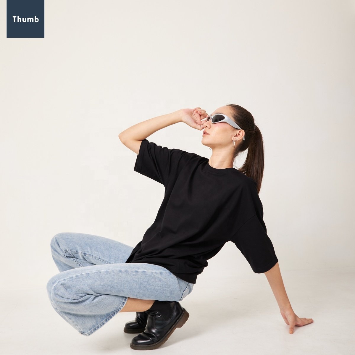 Y2K Fashion Baggy Plus Size Men's T-Shirt Oversized Drop Shoulder Hip Hop Streetwear 100% Cotton High Quality Made in Thailand
