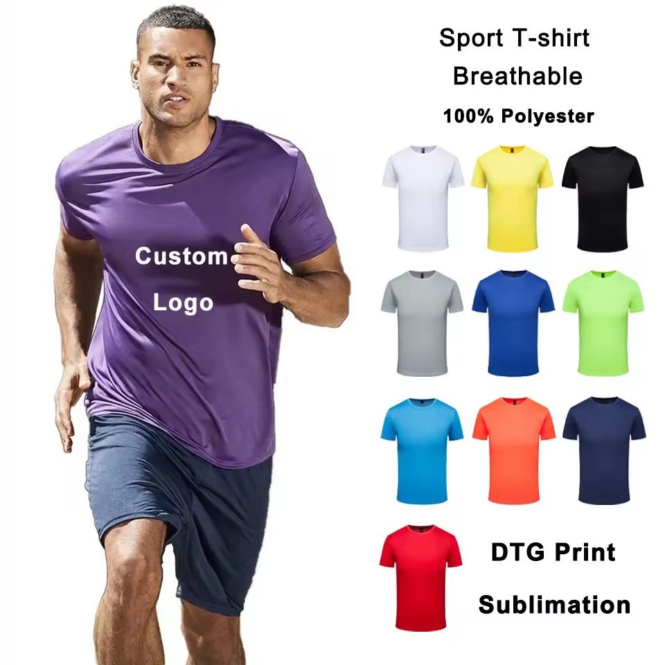 Quality Crew Neck Culture Shirt Thermal Sublimation 100% Polyester Fibre Large Size Solid Colour Breathable Men's T-Shirt