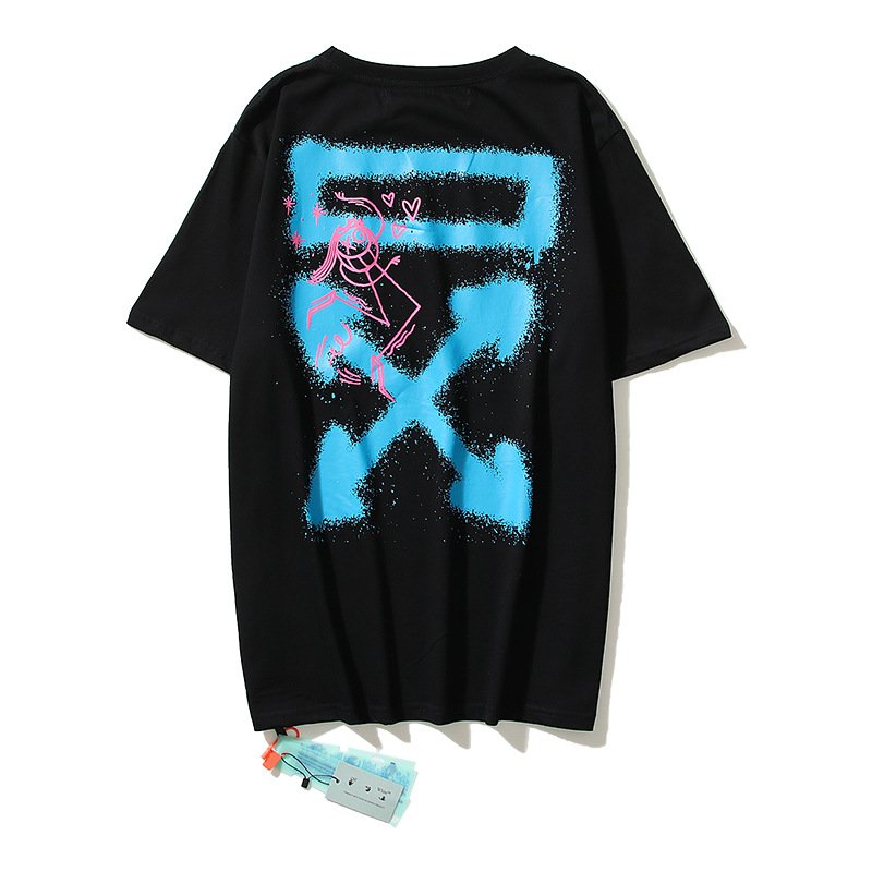 Wholesale Summer New OW Trendy Fashion High Quality 100% Cotton Men's and Women's Round Neck T-shirt