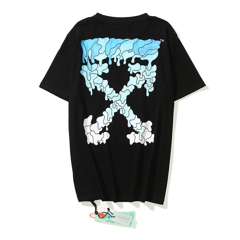 Wholesale Summer New OW Trendy Fashion High Quality 100% Cotton Men's and Women's Round Neck T-shirt
