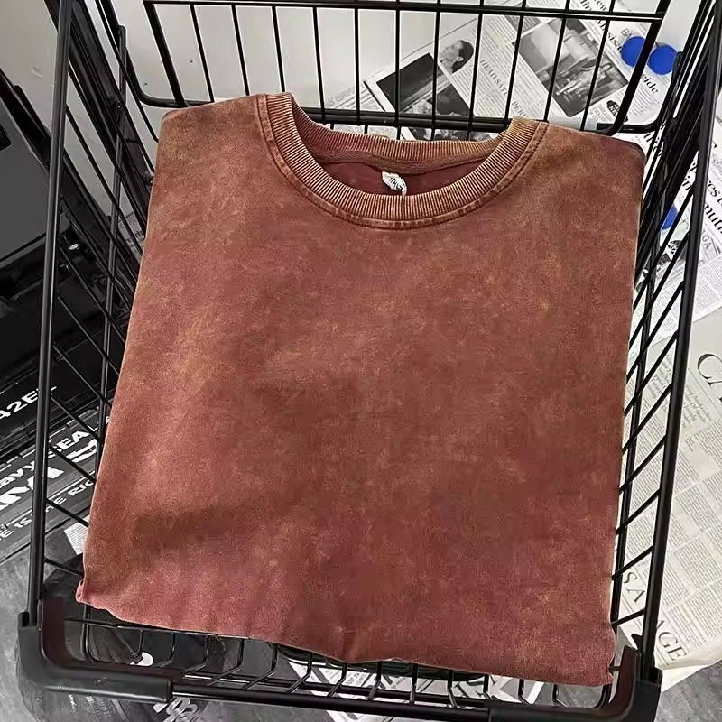 Digital Print 100% Cotton Embroidery Patch 310g Drop Shoulder Acid Wash T-shirt Vintage Heavyweight Oversized Men's Tshirt