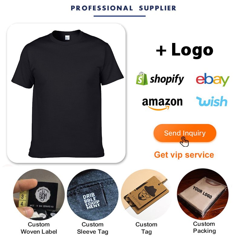 High Quality T Shirt 100% Cotton Tshirts With Logo Printed Plain T Shirts Blank Unisex Plus Size Men's T-shirts For Men