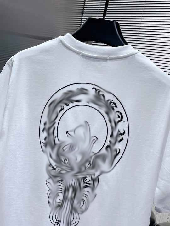 2024 latest top quality Hearts Chrome Sanskrit Color horseshoe wash water to make old short sleeve T-shirt couples