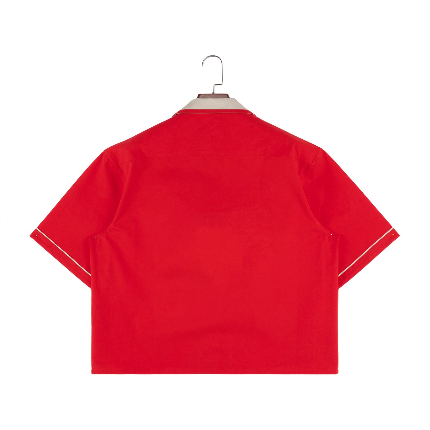 Youth Twill Ringer Shirts Red Yellow Short Sleeve Uniform T-shirt Men Cuban Collar Shirt