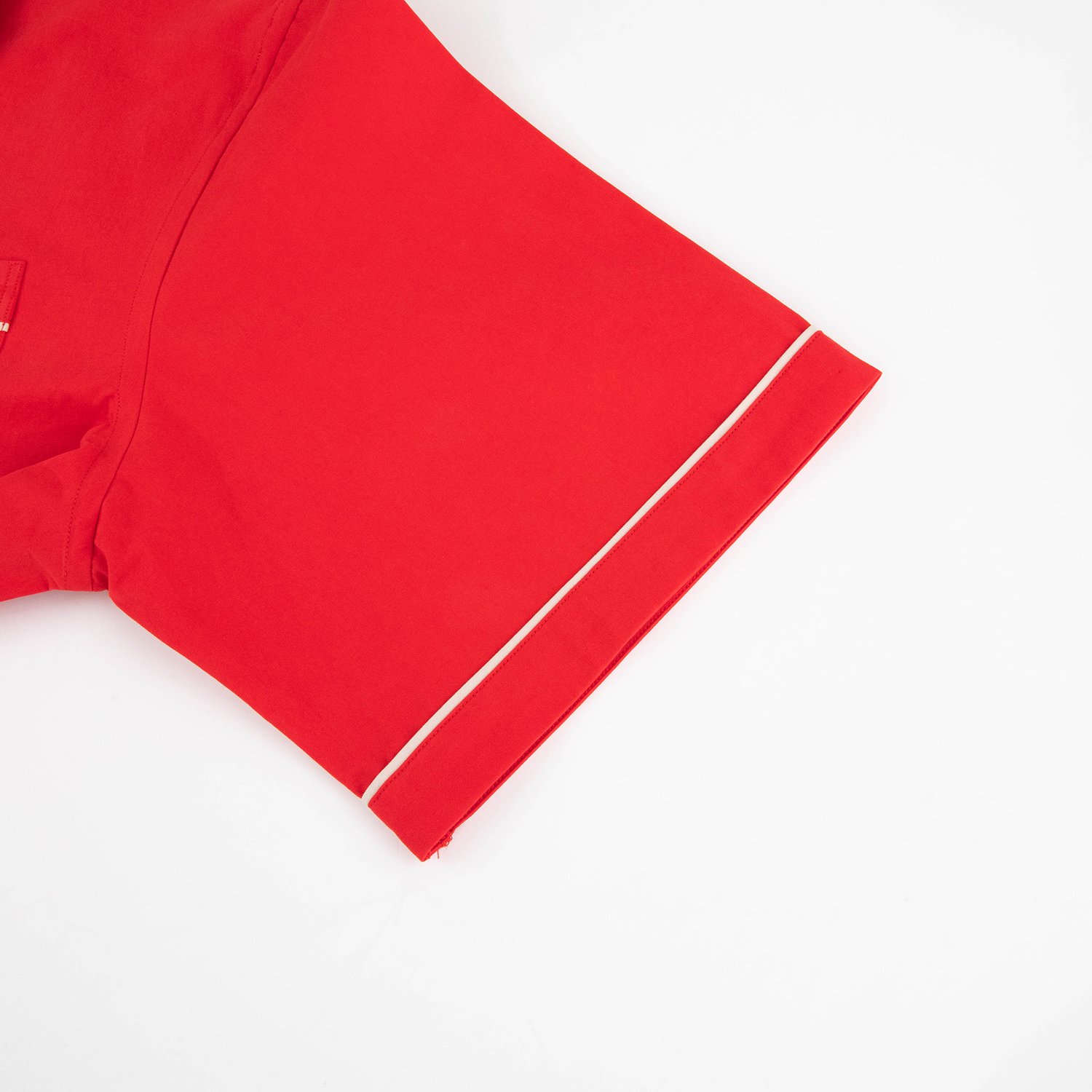 Youth Twill Ringer Shirts Red Yellow Short Sleeve Uniform T-shirt Men Cuban Collar Shirt