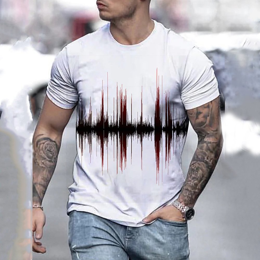 Men's T Shirt Graphic 3d O Neck Black White Stripes Oversized Clothing Casual Daily Top Streetwear Short Sleeve Clothing
