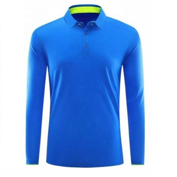 Drop Shoulder All Blue Wholesales High Quality Long Sleeves Poly Cotton Men's T Shirt