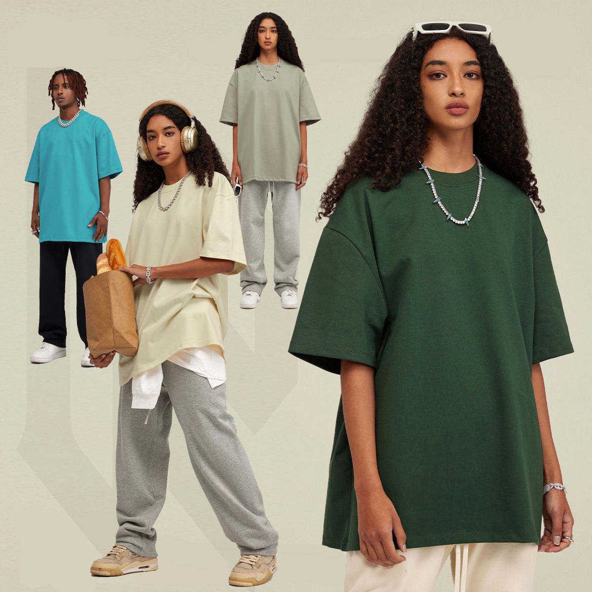 Oversized Drop Shoulder 100% Cotton Screen Print Tee Plain Heavyweight Custom T Shirt Printing Blank Plus Size Men'S T-Shirts