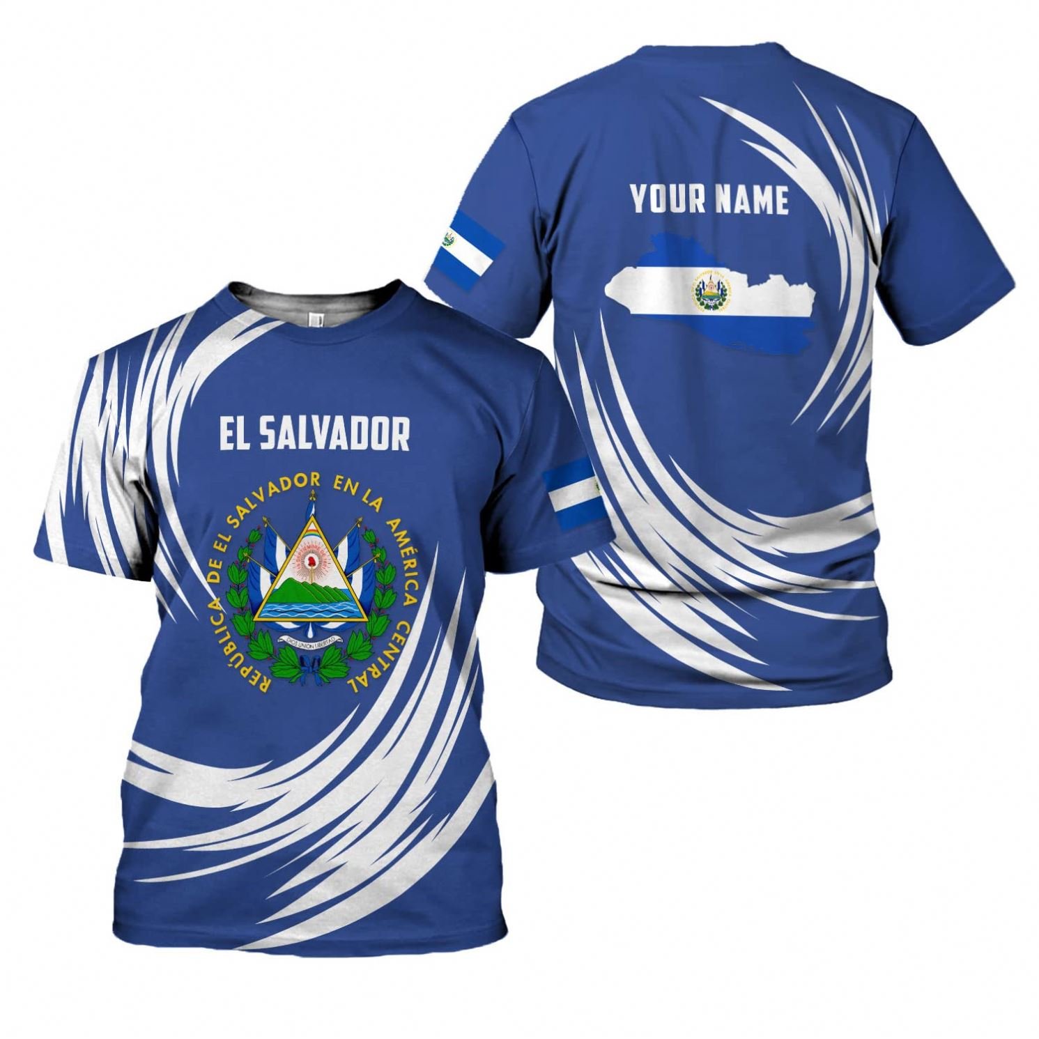 Stretchy Oversized T-shirts Wholesale Print on Demand EL Salvador Flag Luxury Gym Clothes Casual Custom Logo Men's Shirts Top
