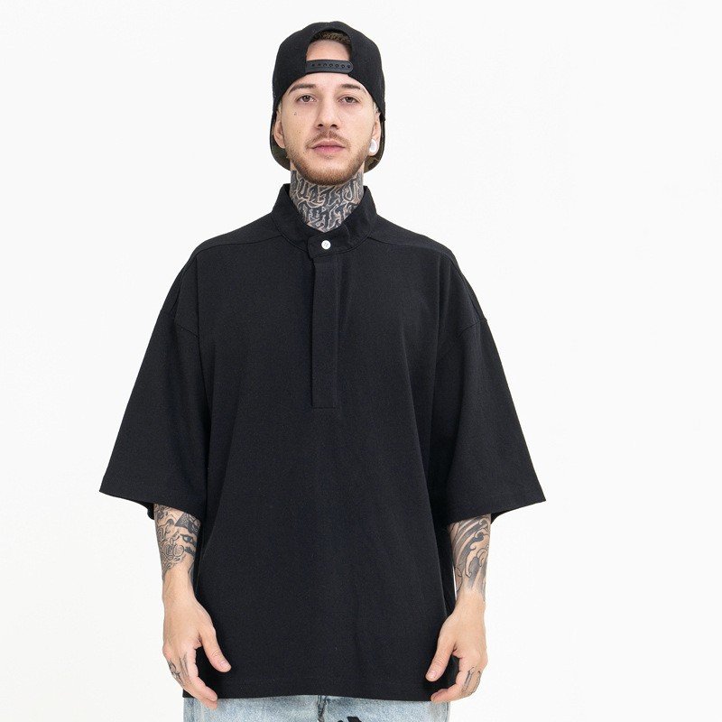 High Quality Hot Sale Promotional Mens Custom Street Style Oversize Drop Shoulder Polo T Shirts