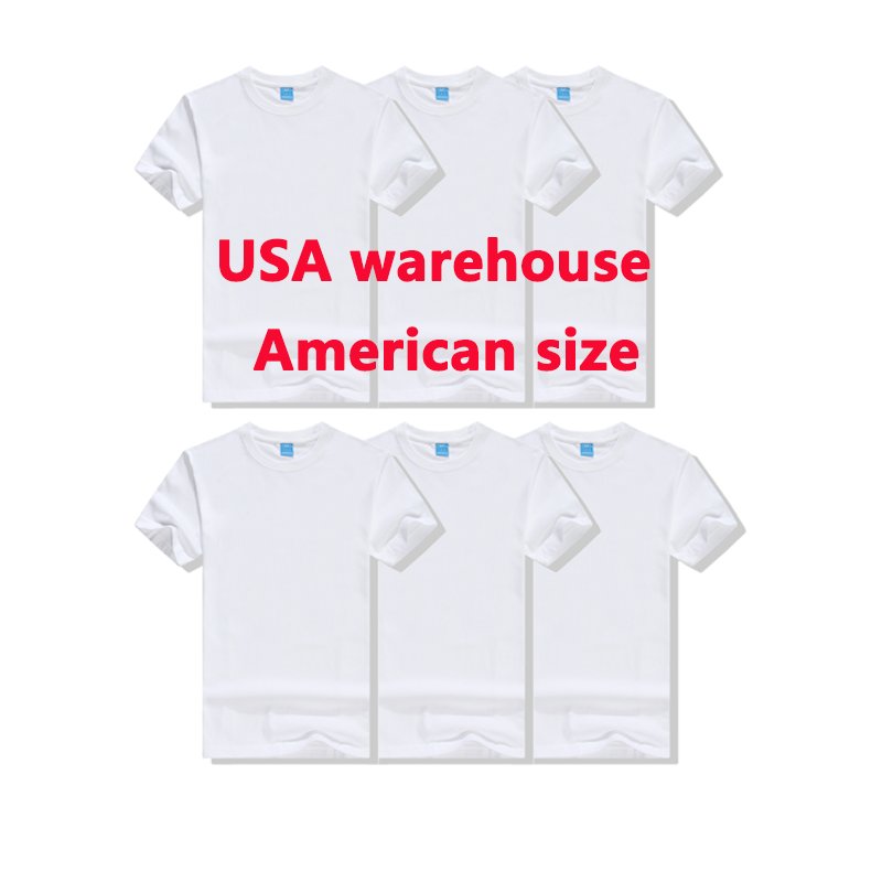 USA warehouse polyester Plain white sublimation men's T-Shirts cotton feel usa size kids women's t-shirt For Heat Press Printing
