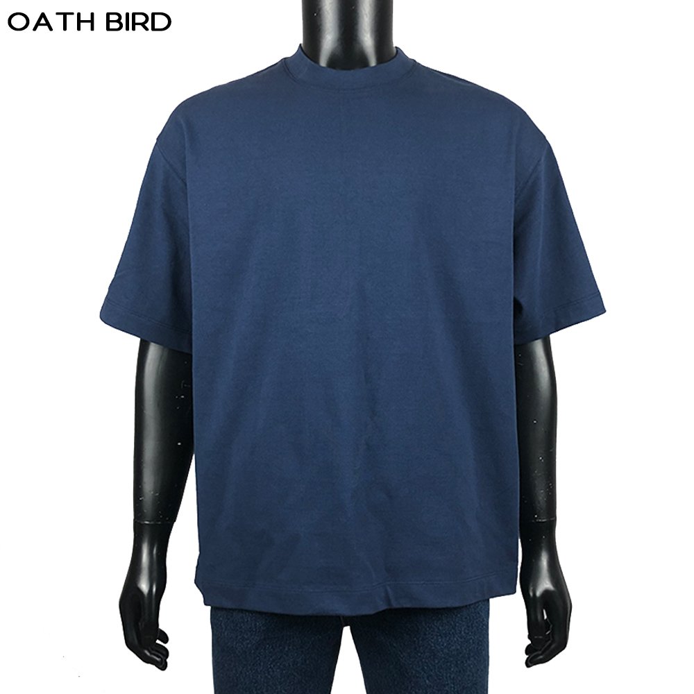 Plain Blank Men's T-shirt 320gsm Cotton Thick Collar Mock Neck Boxy Fit T Shirt Drop Shoulder Heavyweight Oversized Tshirt