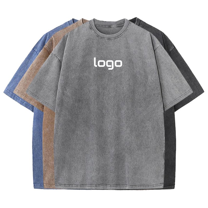 Thick Blank Vintage T shirts Women Men Unisex 100% Cotton Acid Wash t shirt Custom Logo 270gsm