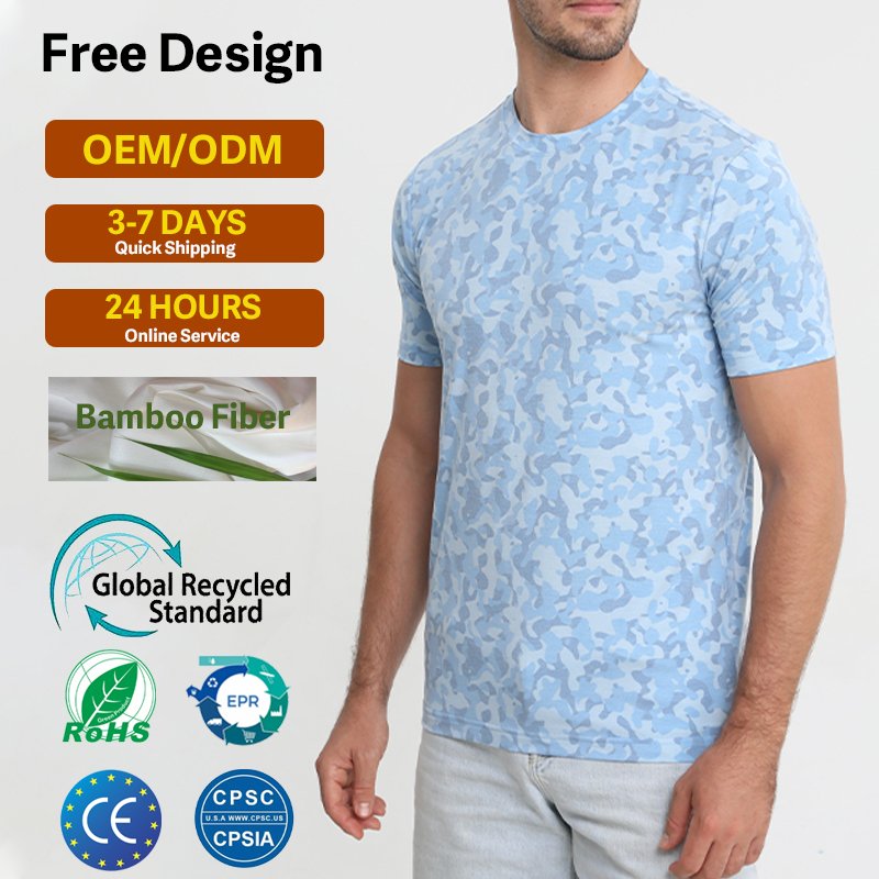 New Arrival Bamboo Fiber High quality plus size double layer plain oversized street wear Screen printing men's t shirts