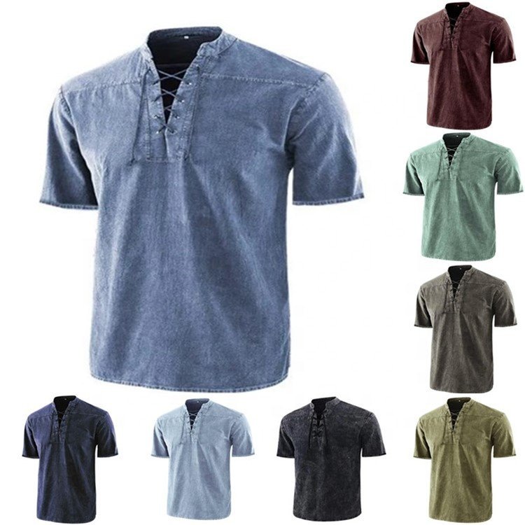 ST010 Wholesale High Quality Vintage Men's T-shirt Cotton Casual Short Sleeve Oversized Vintage T Shirt