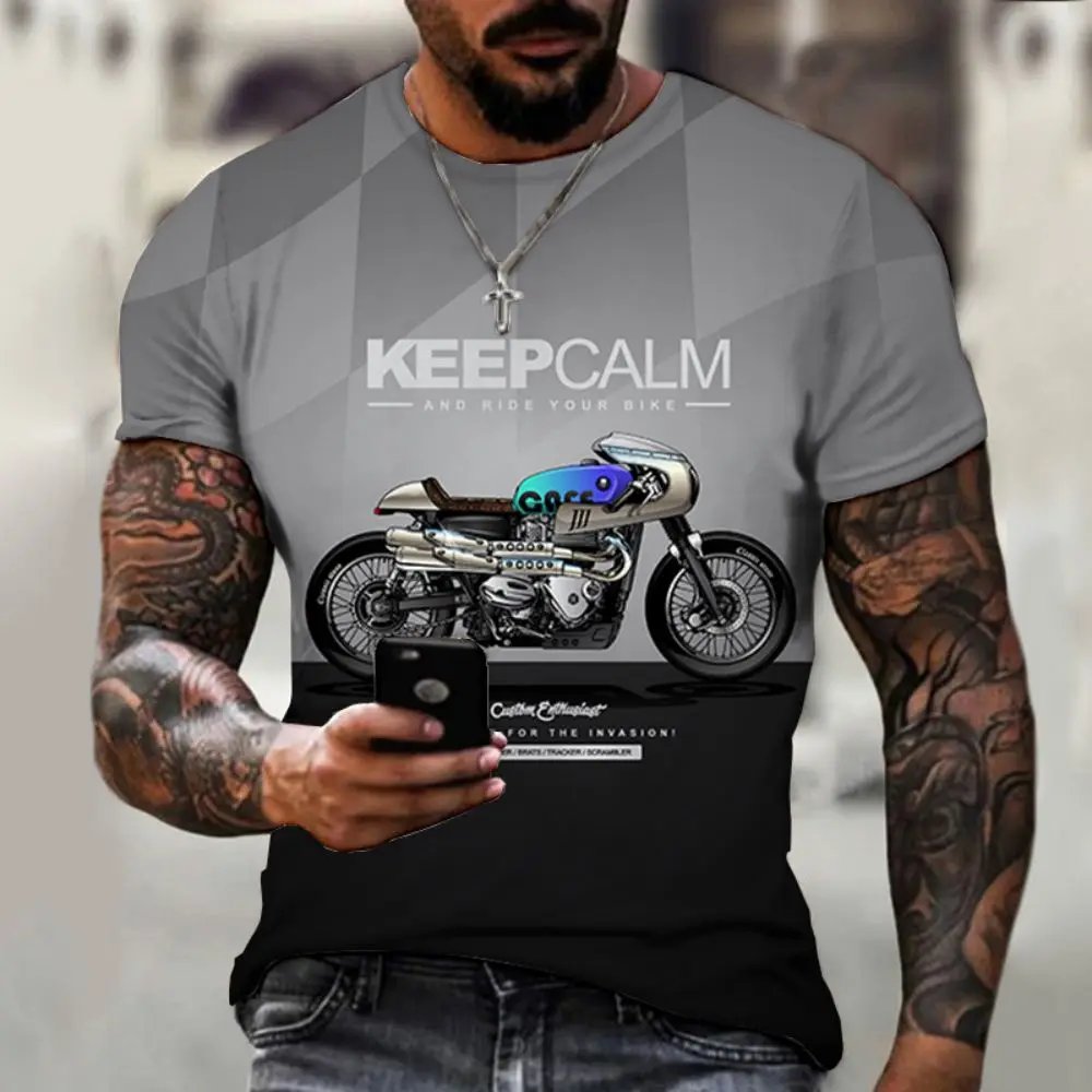 2024 New Fashion Men's T-shirt Summer round Neck Short Sleeved Oversized Fit Soft & Quick Dry with Digital Print Long Length