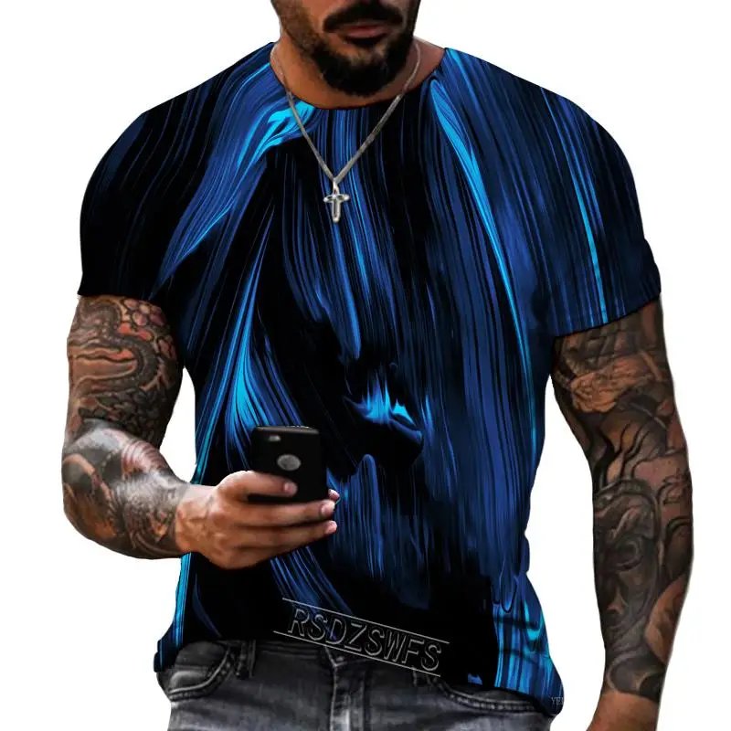 2024 New Fashion Men's T-shirt Summer round Neck Short Sleeved Oversized Fit Soft & Quick Dry with Digital Print Long Length