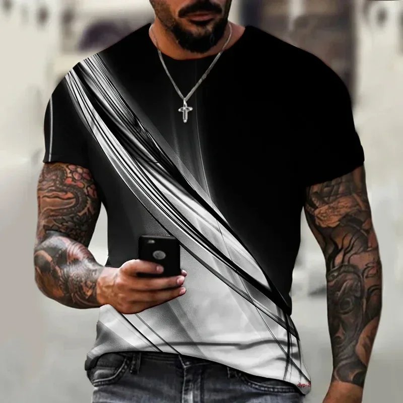 2024 New Fashion Men's T-shirt Summer round Neck Short Sleeved Oversized Fit Soft & Quick Dry with Digital Print Long Length