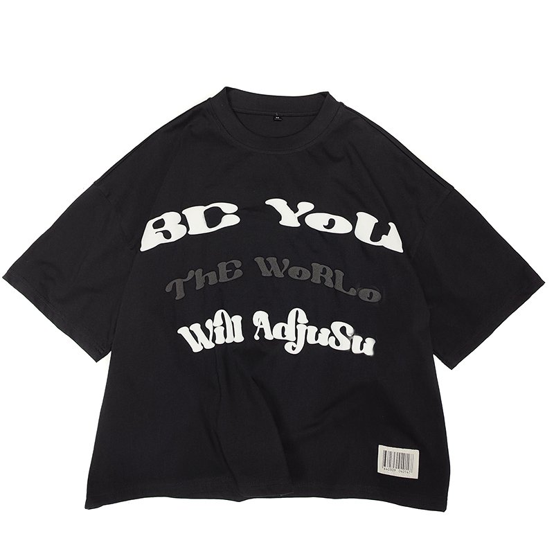 YYSY summer shirts men street oversized short sleeve crew neck woven 3D puff print big plus size men's t-shirts