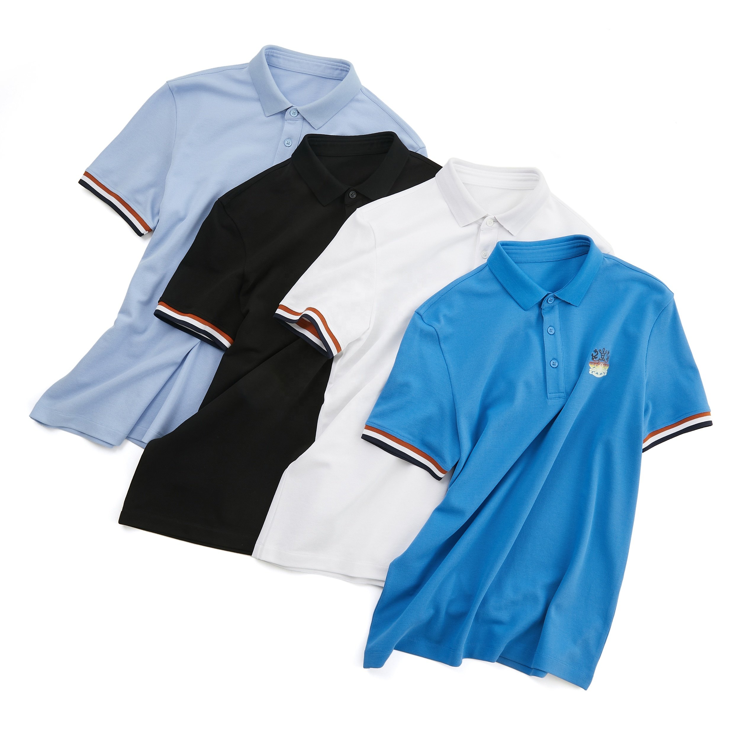 Custom embroidered logo comfortable men's polo shirts golf shirts polyester/cotton plain stripes sleeves men's polo shirts