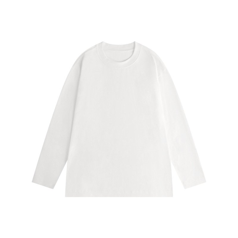 Custom Print Logo Manufacturer Tee White Bottoming Shirt Men's 230gsm Long Sleeve Men's T-shirt Loose Pullover Shirt