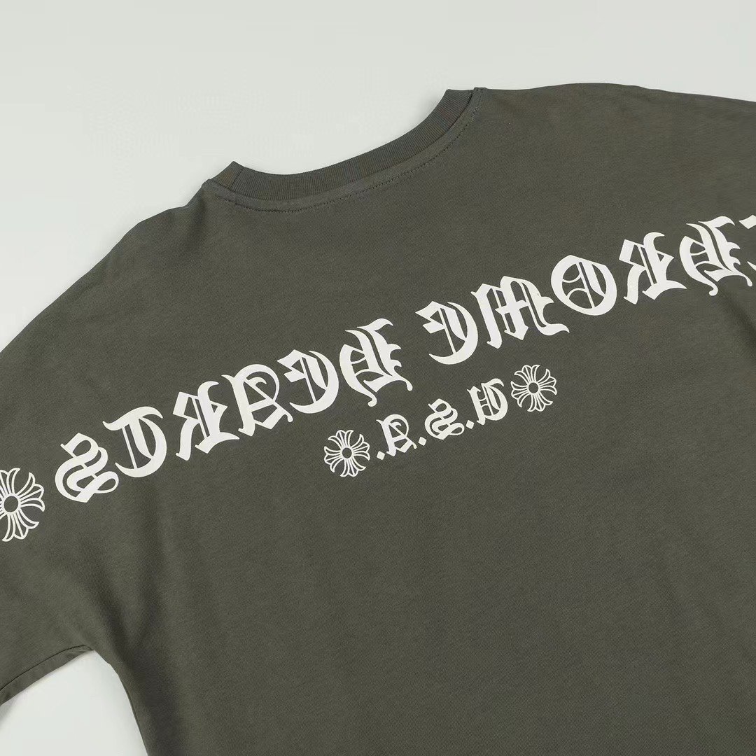 Luxury hearts chrome classic large horseshoe cross flower Sanskrit short-sleeved T-shirt men and women Wholesale Dropshipping