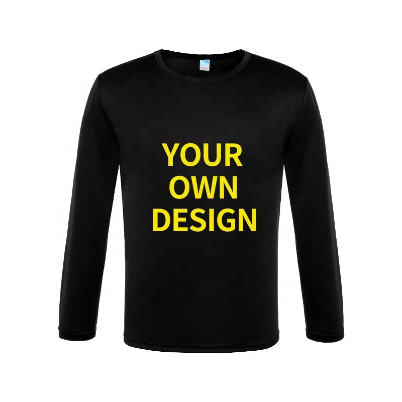 Custom Plus Size Men's T-Shirt Polyester Long Sleeve black t-shirt Summer Quick Dry Women's T-Shirt With Embroidery Logo T178