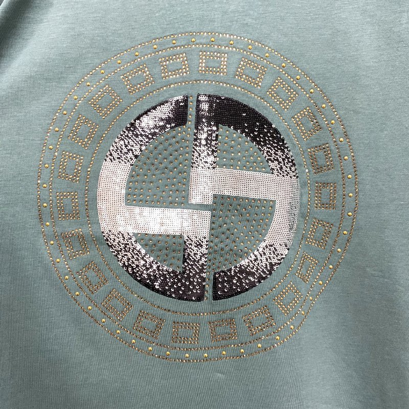 Custom men's new mercerized cotton Rhinestone Graphic t shirt round neck short sleeve t shirt