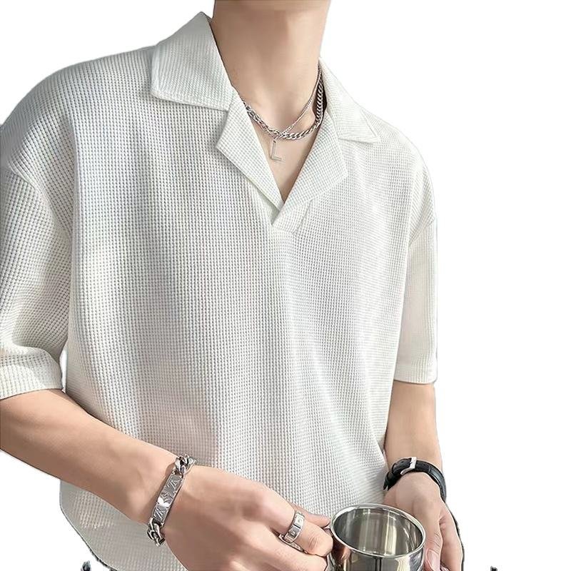 2023 new 260gsm breathable comfortable men's t shirt Clothing waffle oversize T-shirt oversize summer plain polo shirts