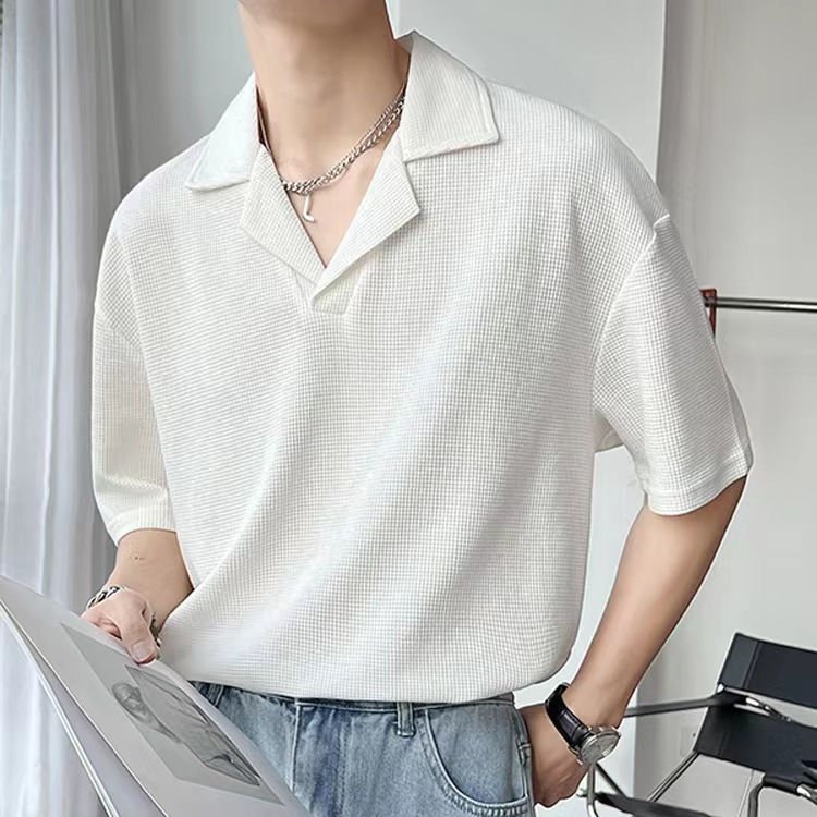 2023 new 260gsm breathable comfortable men's t shirt Clothing waffle oversize T-shirt oversize summer plain polo shirts