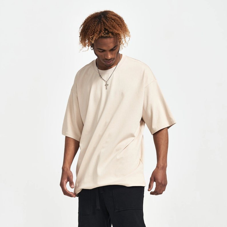 Custom Screen Print 250g Thick Cotton T-shirt White Streetwear Oversize Heavyweight T-shirts Plus Size Men's T-shirts