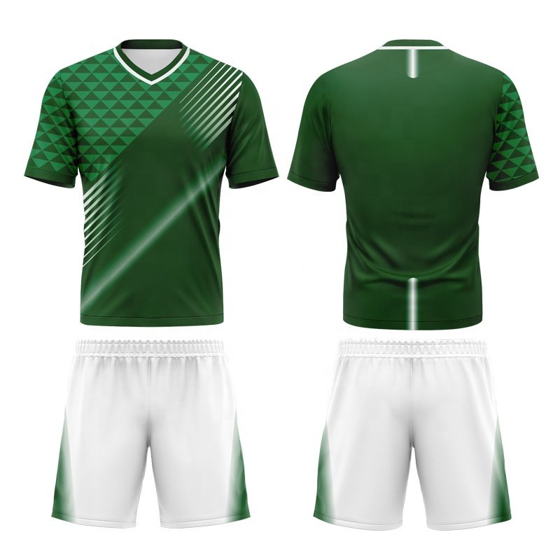 Printed football t-shirts Custom Breathable soccer clothes School team shirt Green White retro football shirts For Men's W041