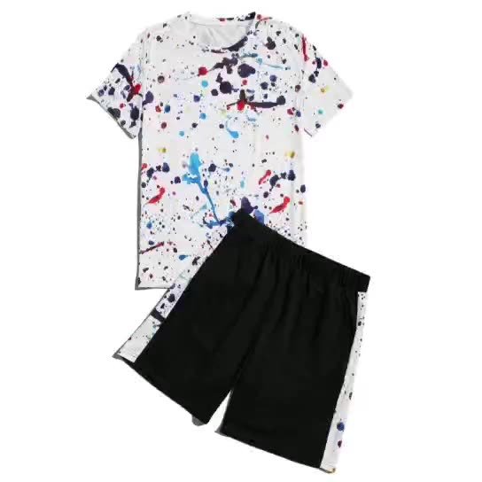 Custom Logo Summer Casual Soft Cotton Men 2 Peace Set Men's Design Pattern Print Graphics Clothing 2 Pieces Sets For Men