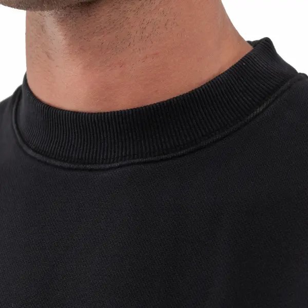 Heavy 240gsm Mens Black Thick Heavyweight Rib Mock Neck Drop Shoulder Custom Logo Oversized T Shirts