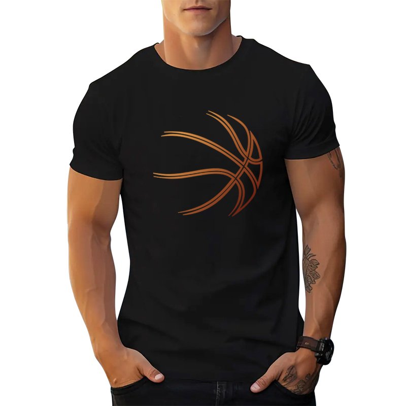 American style t shirt high quality cotton short sleeve gradient ramp basketball outline graphic t shirts print men's t-shirts