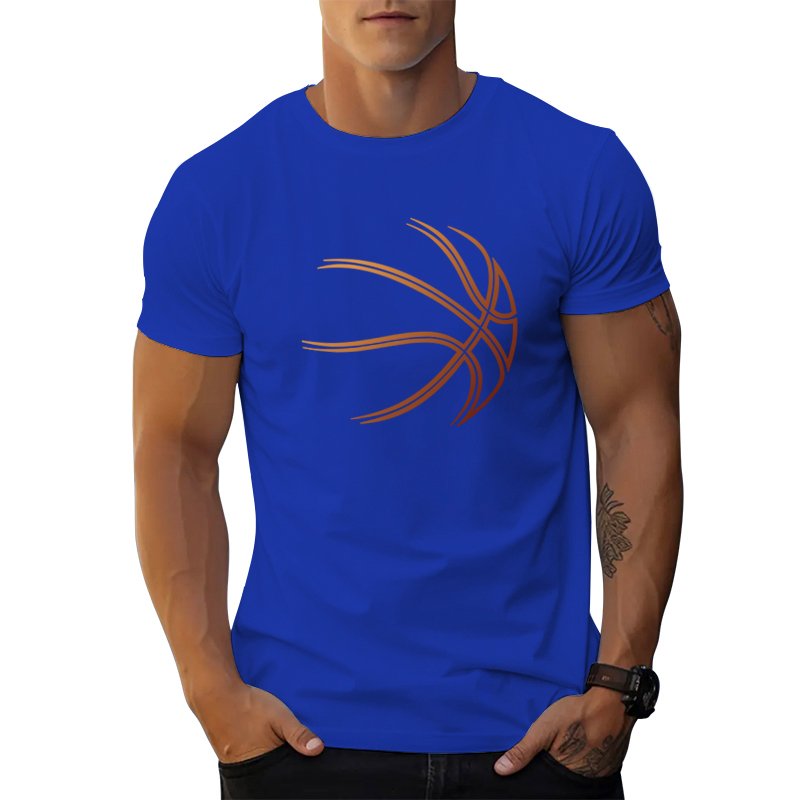 American style t shirt high quality cotton short sleeve gradient ramp basketball outline graphic t shirts print men's t-shirts