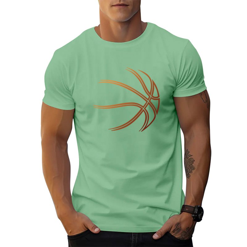 American style t shirt high quality cotton short sleeve gradient ramp basketball outline graphic t shirts print men's t-shirts