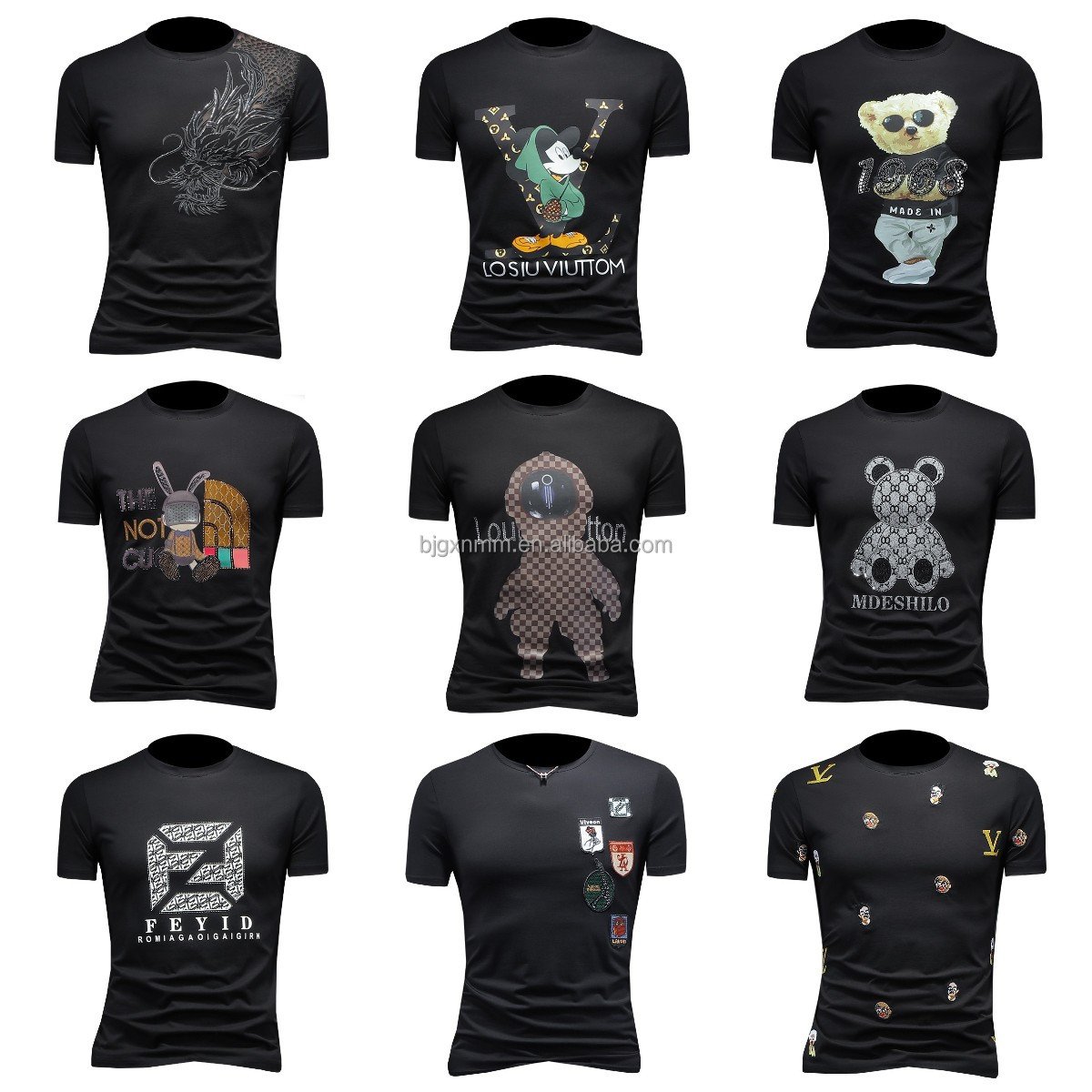 Men's T-shirt polo sleeve men's cotton printed white 3D Printed plus Size Breathable Letter short sleeves t shirt for men
