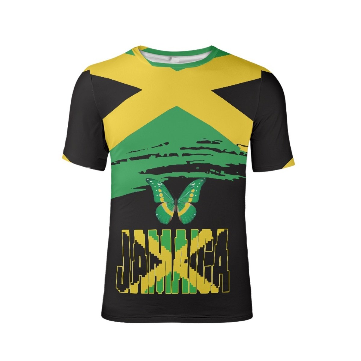 Custom High Quality Men's T-shirt for Sports Jamaica Flag Printed Polyester Tee Shirt Blouses Tops Unisex Gym Plain T Shirt
