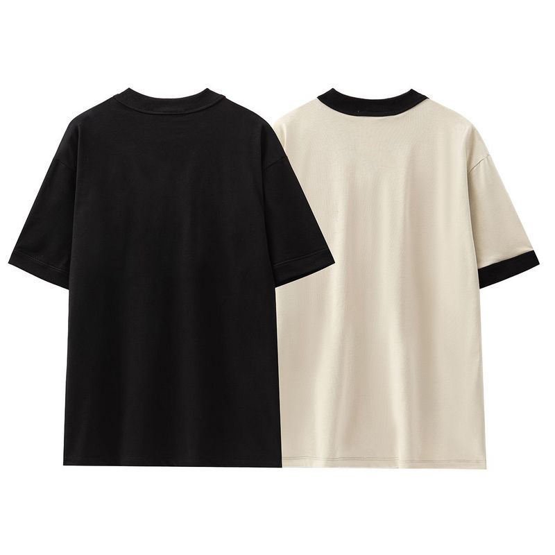 Summer Sports Casual 100% Cotton Blank Men's T-shirt Contrast Color Custom Logo V-Neck Short Sleeve T-Shirt