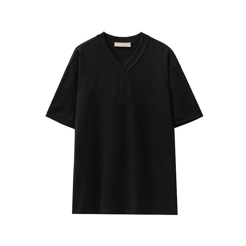 Summer Sports Casual 100% Cotton Blank Men's T-shirt Contrast Color Custom Logo V-Neck Short Sleeve T-Shirt