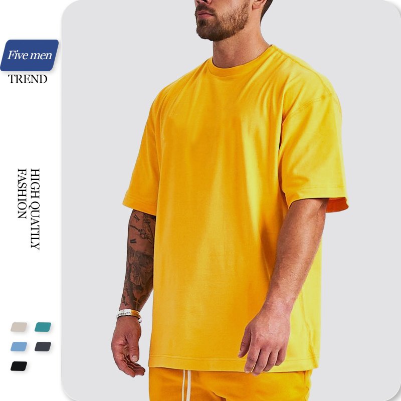 Trend unbranded logo design quality cotton luxury loose drop shoulder blank oversized custom men t shirt