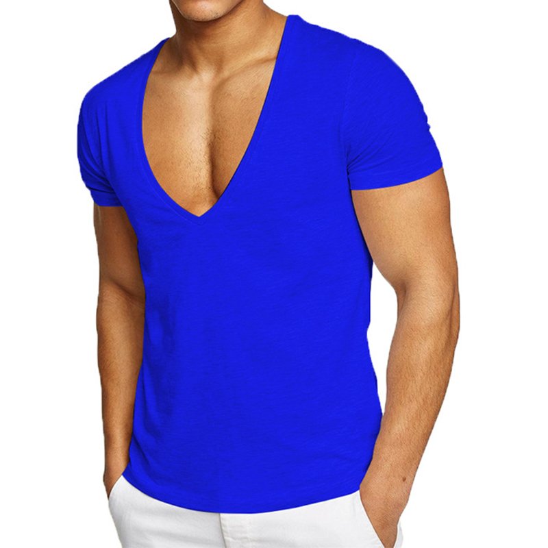 2024 wholesale activewear summer white black V neck men sexy t-shirt Men's workout sport blank wholesale gym wear t shirt