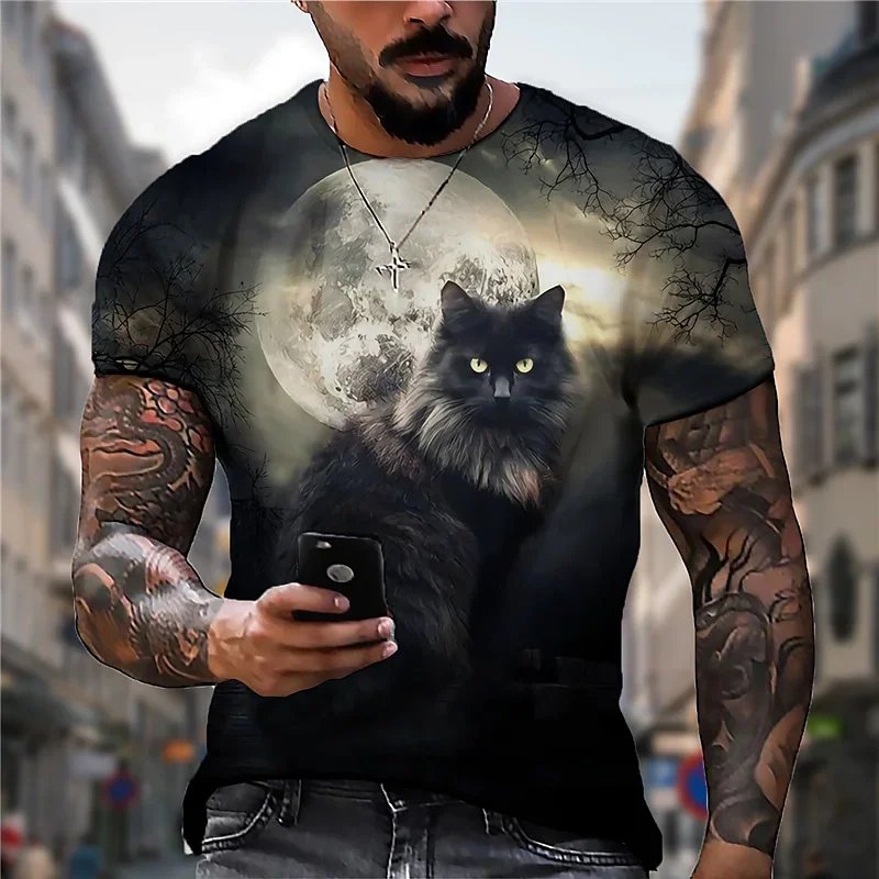 Boys Oversized Short Sleeved T-Shirt Men's Summer Loose Top Cartoon Print Quick Dry Breathable Knitted Fabric Digital Printing