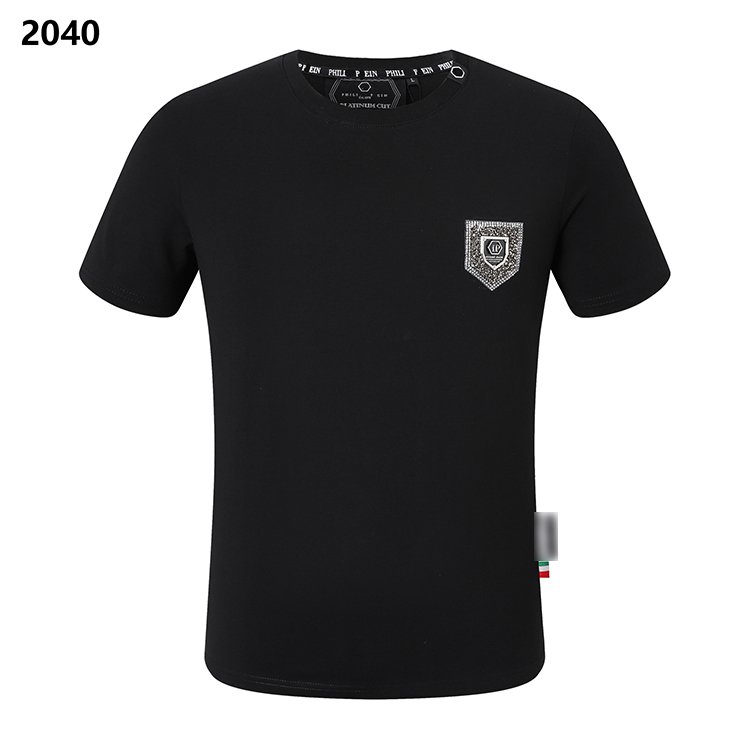 Summer round neck breathable fashion cotton slim top iron drill skull men PLEINT shirt