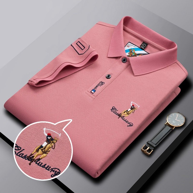 New Arrival Wholesale Custom Logo Men Clothing Solid Color Embroidery Polo Shirt Straight Short Sleeve Fashion Tshirts For Men