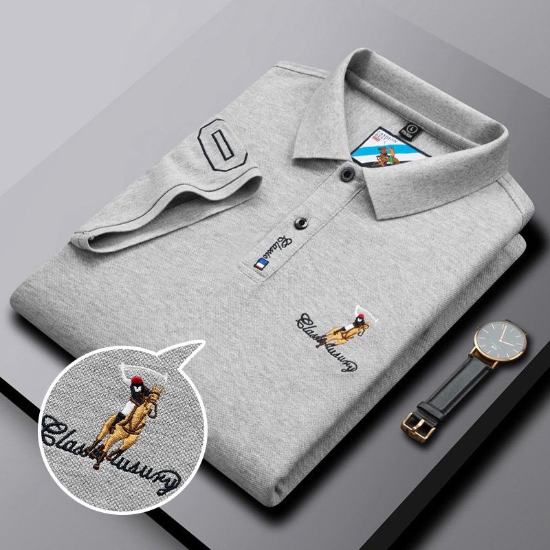 New Arrival Wholesale Custom Logo Men Clothing Solid Color Embroidery Polo Shirt Straight Short Sleeve Fashion Tshirts For Men