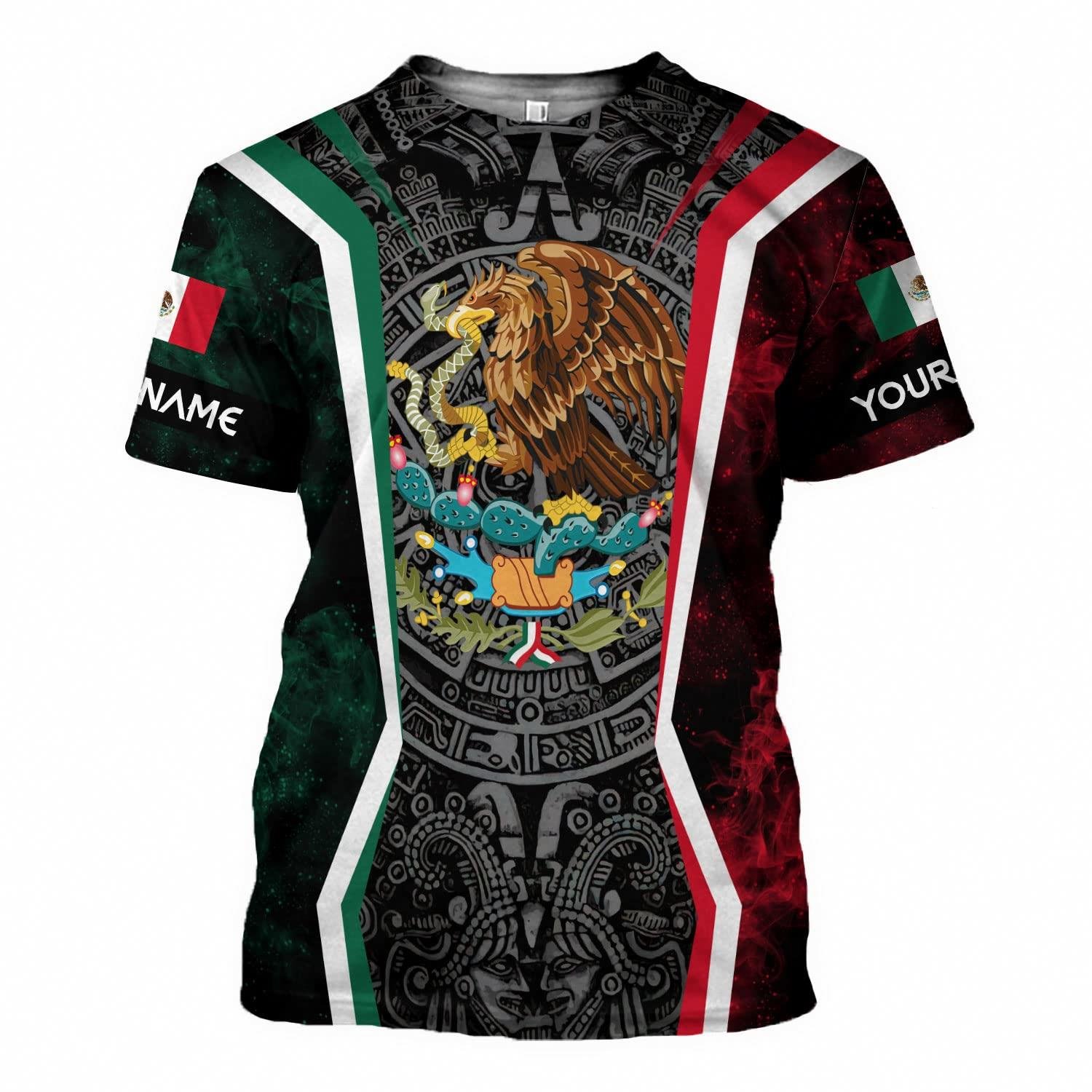Wholesale Polyester Mexico Eagle Print Patten Comfortable Plus Size Mens T Shirts Latest Mexican Custom Design Men's T-shirts