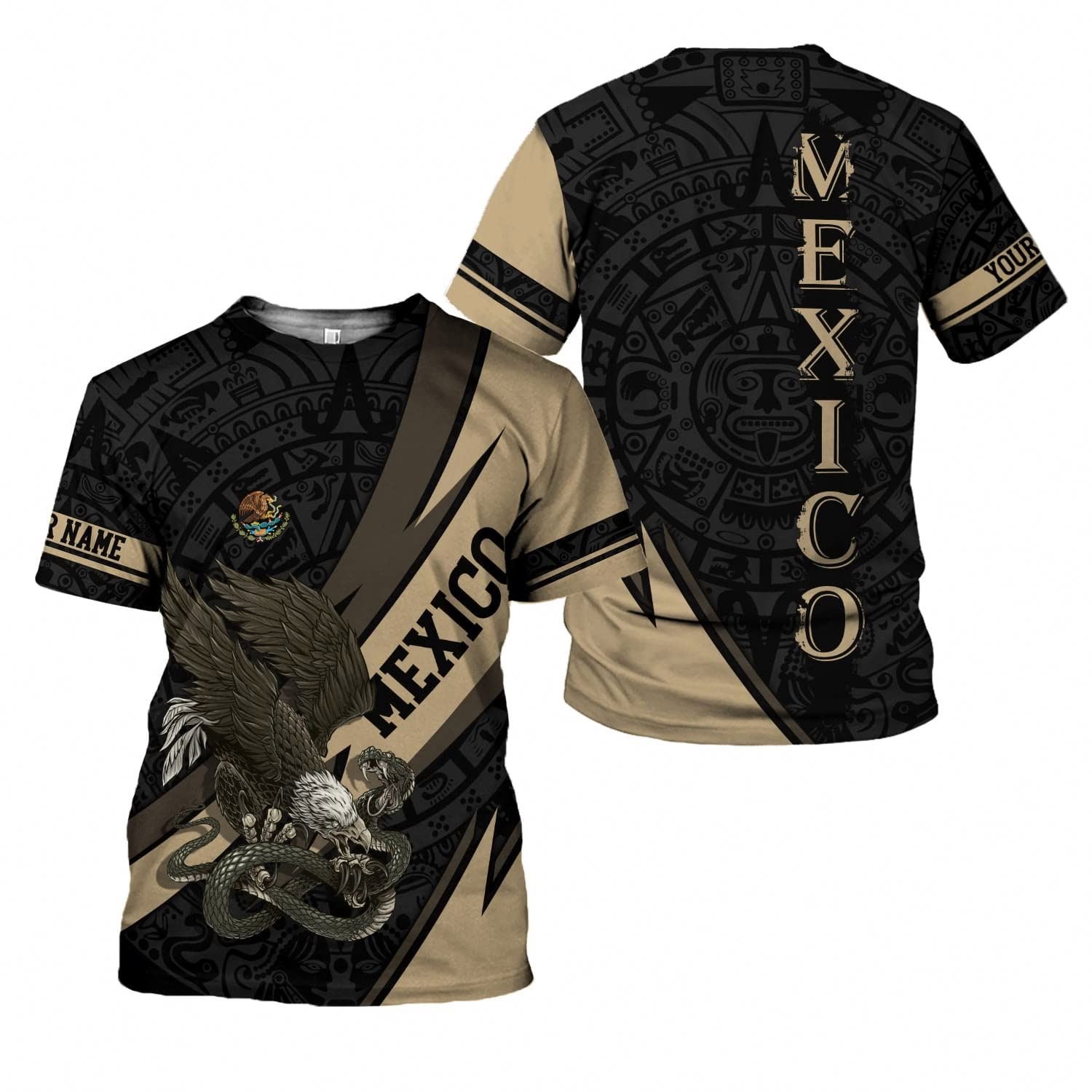 Wholesale Polyester Mexico Eagle Print Patten Comfortable Plus Size Mens T Shirts Latest Mexican Custom Design Men's T-shirts